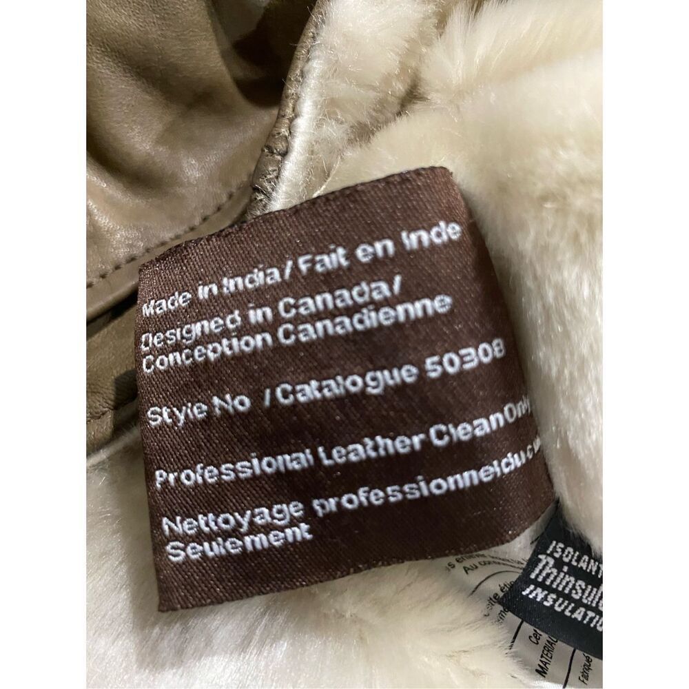 Danier tan leather barn/chore coat with faux shearling interior. - Picture 15 of 16